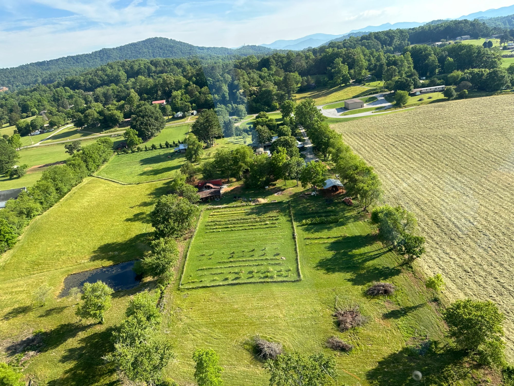 Sharp Iron Farmstead — aerial view of the farm, Macon County NC
